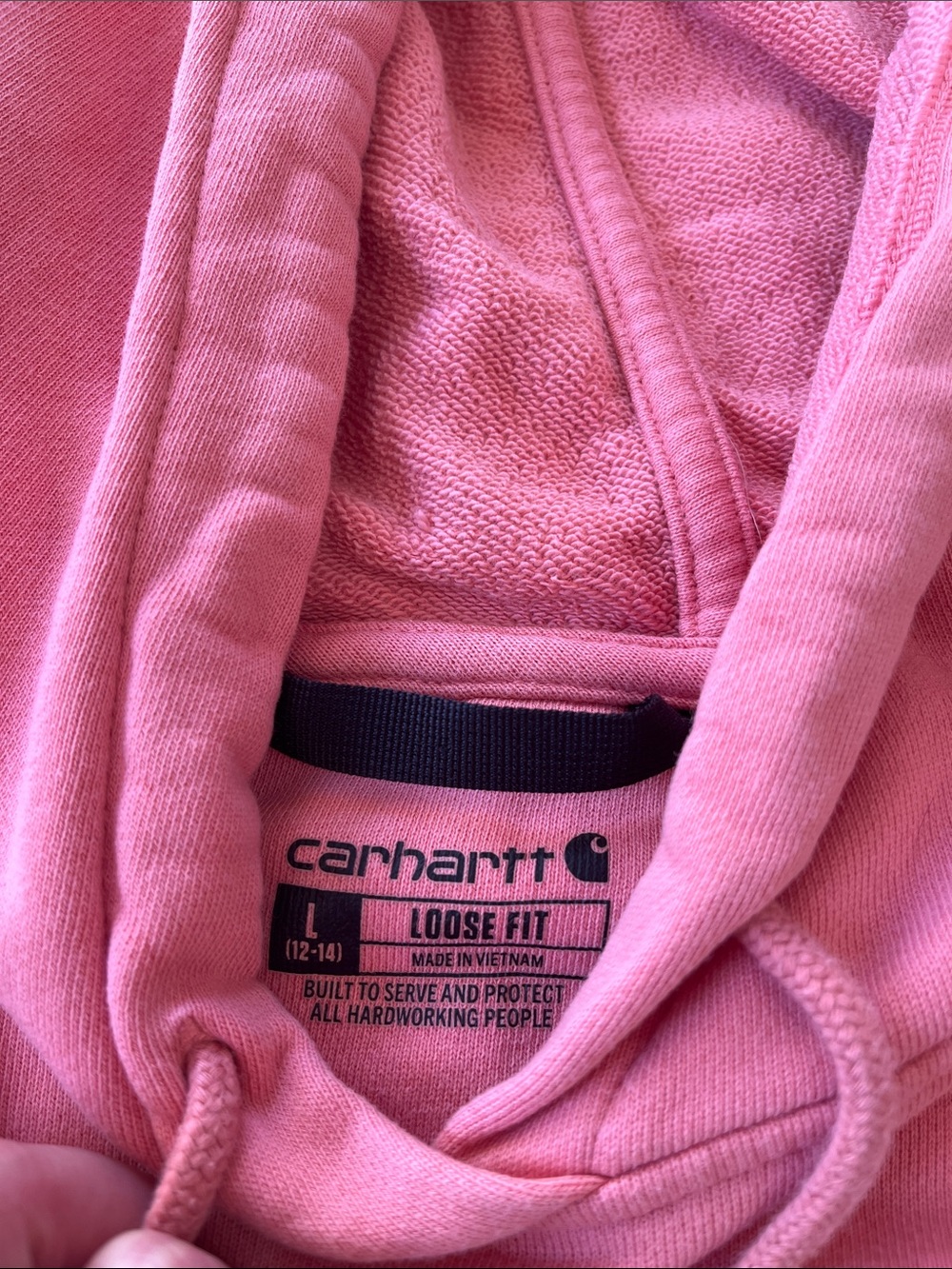 💓 Carhartt French Terry Midweight Hoodie Size Large Oversized Pink - Picture 8 of 11